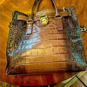 MICHAEL KORS HAMILTON LIMITED EDITION CROC TOTE BAG With Matching Wallet